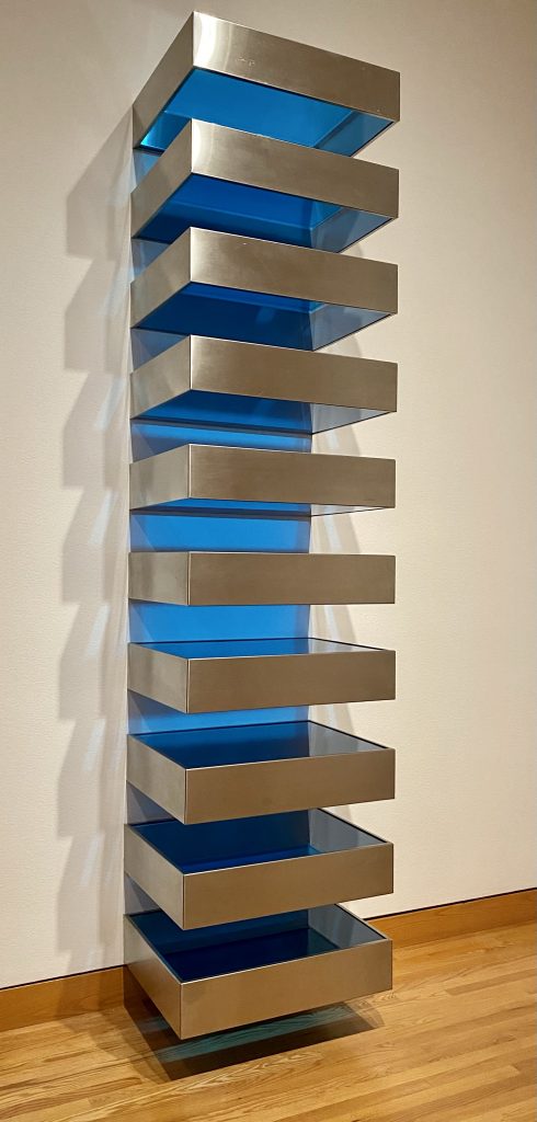 Stainless steel and Blue Plexiglass tower, Donald Judd, Seattle Art Museum, Virginia and Bagley Wright Collection