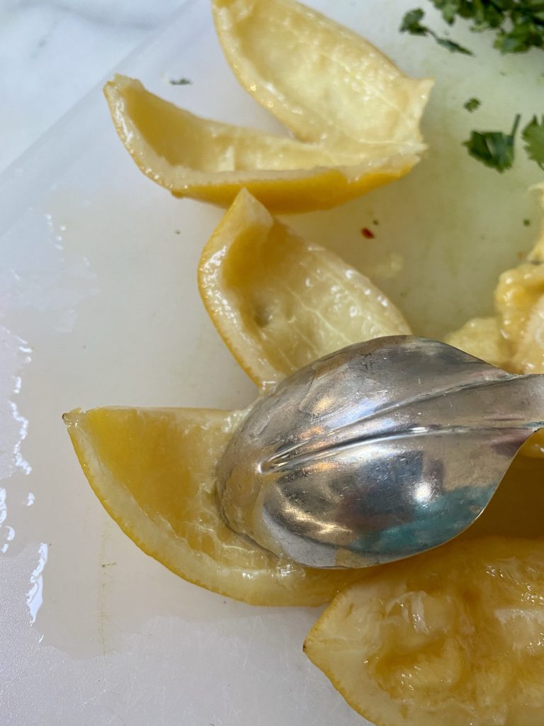 preserved lemons, diy preserved lemons, how to remove flesh from preserved lemons