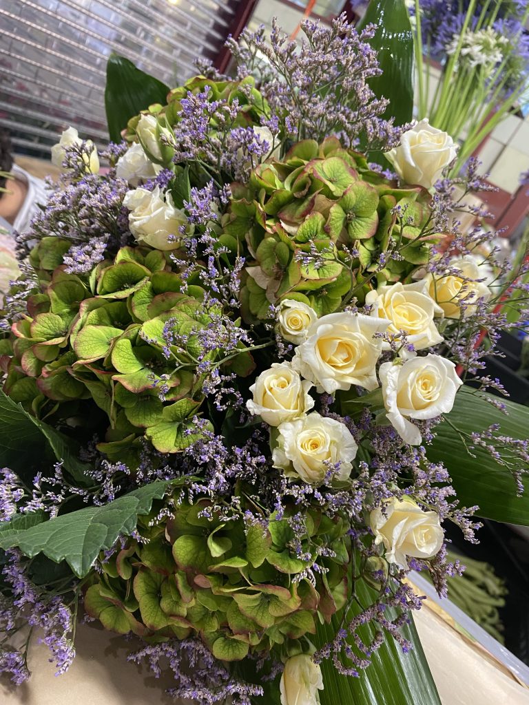 Mercato dei Fiori, Ventimiglia, Italy, Ventimille, Italie, Scarfone flowers, fiori, green hydrangeas, white spray roses