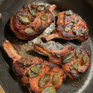 Savory Pork Chops pan seared in Brown Butter with sage…