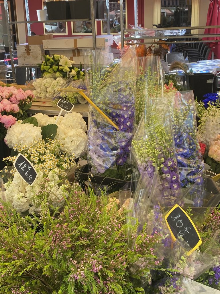 Marché aux fleurs, Nice, Cours Saleya, Cours Saleya flower market, delphiniums, fresh cut flowers