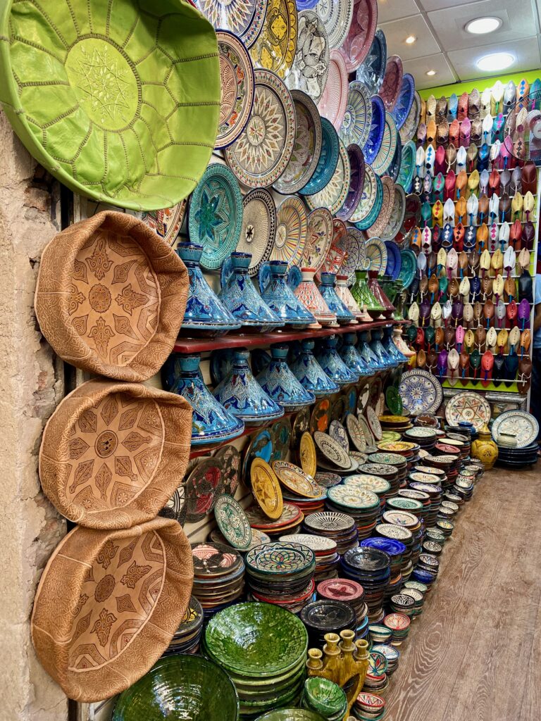 The Medina, Souks, Marrakesh, tagines, poufs, babouches, ceramics, Morocco, North Africa, markets