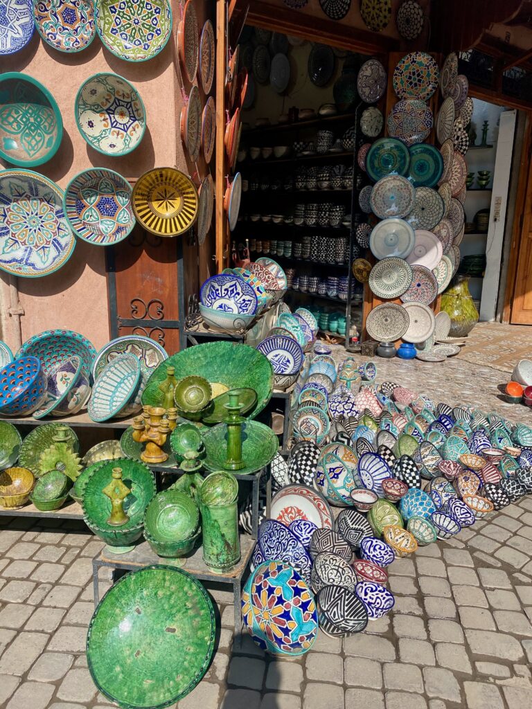 The Medina, Souks, Marrakesh, tagines, ceramics, Morocco, North Africa, markets