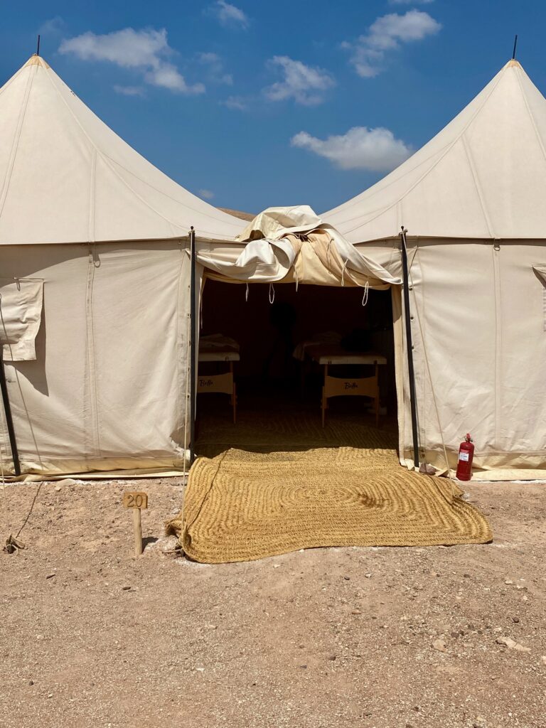 massage tent, Agafy Desert, Morocco, Bedouin tent, Nomadic, Nomad life, Scarabo Camp