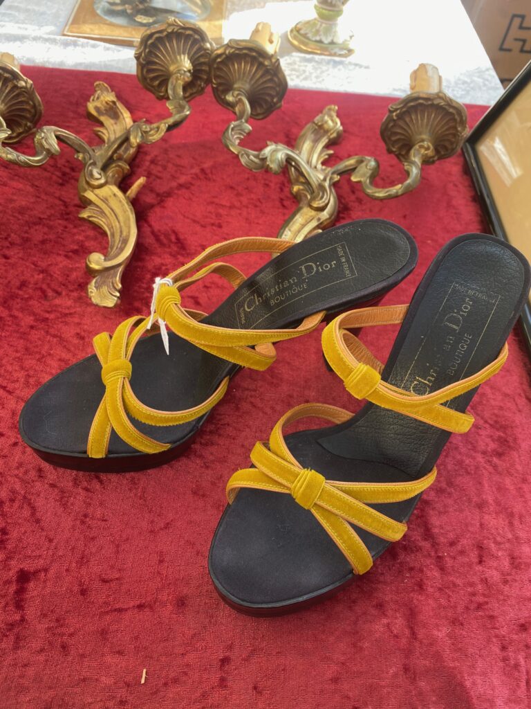 Brocante, French Brocante, Cours Salera, Nice France, Nice Brocante, Christian Dior shoes, Christian Dior yellow sandals