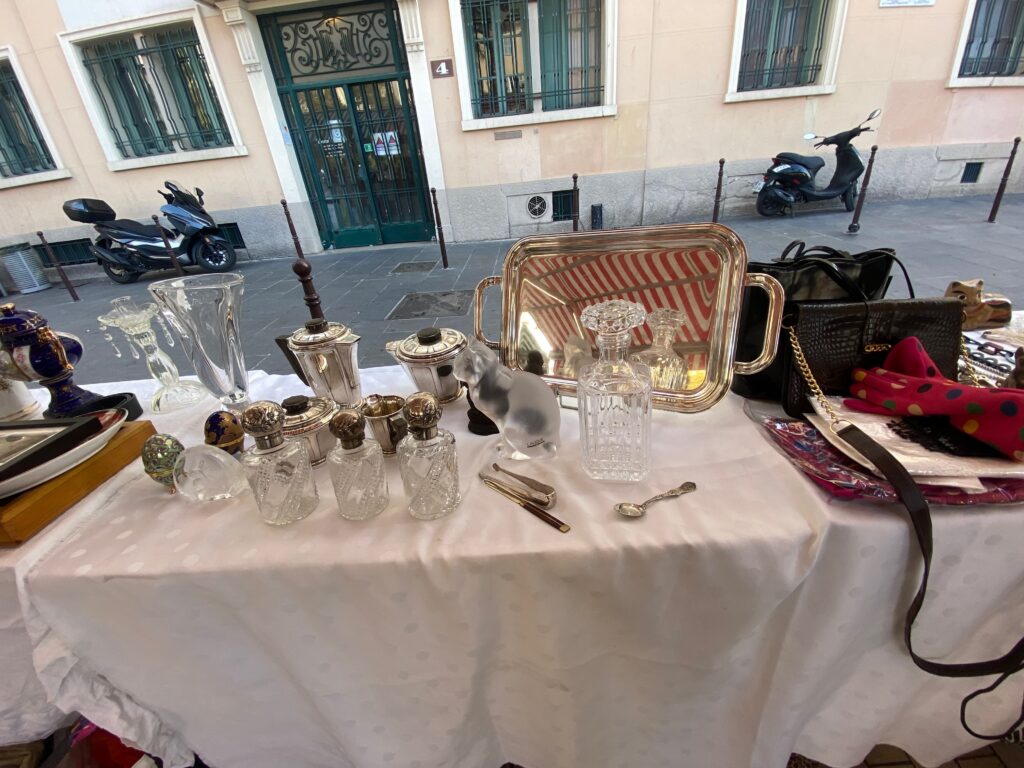 Brocante, French Brocante, Cours Salera, Nice France, Nice Brocante, silver tray, French crystal decanters