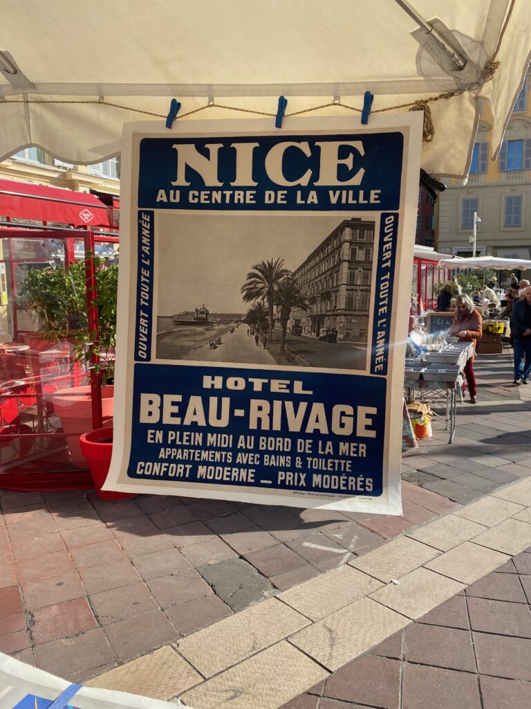 Brocante, French Brocante, Cours Saleya, Nice France, Nice Brocante, Nice poster, Hotel Beau-Rivage Nice, Hotel Beau-Rivage poster, 