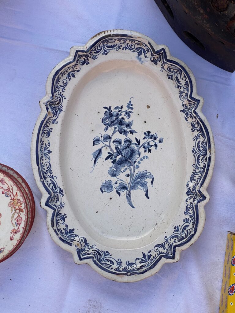 Brocante, French Brocante, Cours Salera, Nice France, blue and white stoneware, French blue and white plate