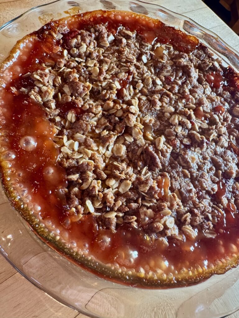 Strawberry~Rhubarb crisp. oatmeal topping