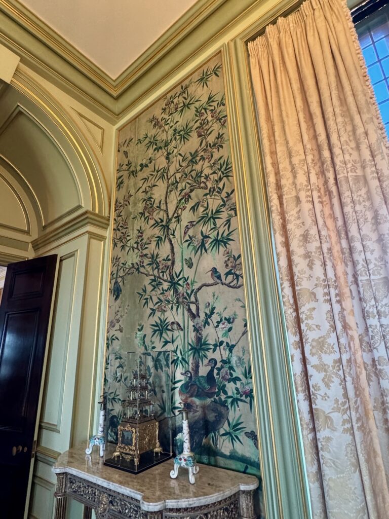 Rough Point, Newport, RI, ballroom, music room, Chinese export 18th century wallpaper, ornate wallpaper
