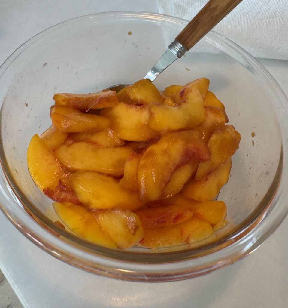 Peach slices in lemon juice